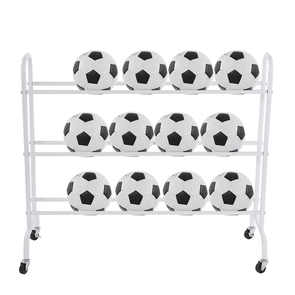 HERCHR Movable Cart on Wheel, 3Tier Basketball Cart Storage Rack