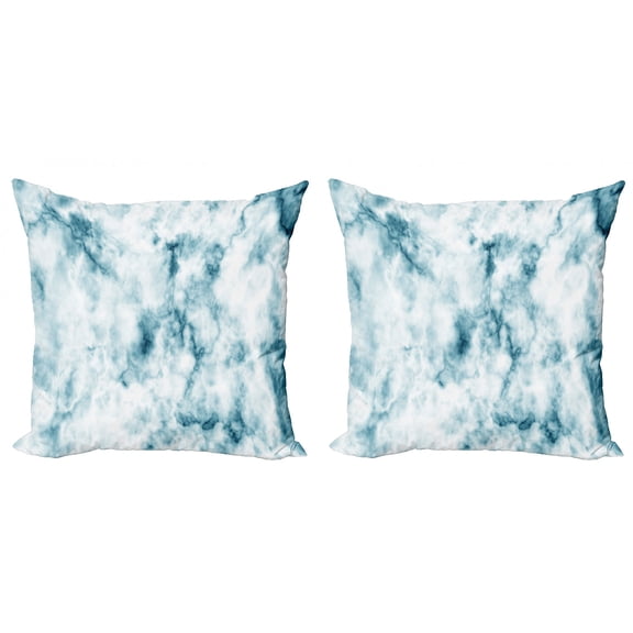 Ambesonne Nature Throw Pillow Cover 2 Pack, Grunge Marble Effect, 24", Cadet Blue Seafoam