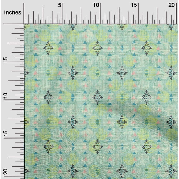 oneOone Cotton Poplin Twill Aquamarine Fabric Texture & Triangle Geometric Craft Projects Decor Fabric Printed By The Yard 56 Inch Wide