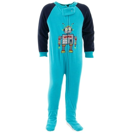 Mon Petit Boys Robot Blue Footed Pajamas