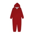 thumbnail image 3 of Feancey One Piece Pajamas for Family Christmas Solid Color Pjs Zipper Hooded Jumpsuit Fall Winter Long Sleeve Holiday Lounge Sleepwear Red, 3 of 6