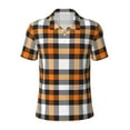 thumbnail image 2 of Daiia Orange Plaid Pattern Men’s Polo Shirts,Solid Deck Shirt,Classic Fit, Breathable Cotton Polo for Casual and Sport Wear-X-Large, 2 of 7