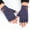 Blue, variant on Winter Thermal Fingerless Gloves for Men Women, Warm knitted Half Finger Mittens-Dark Grey