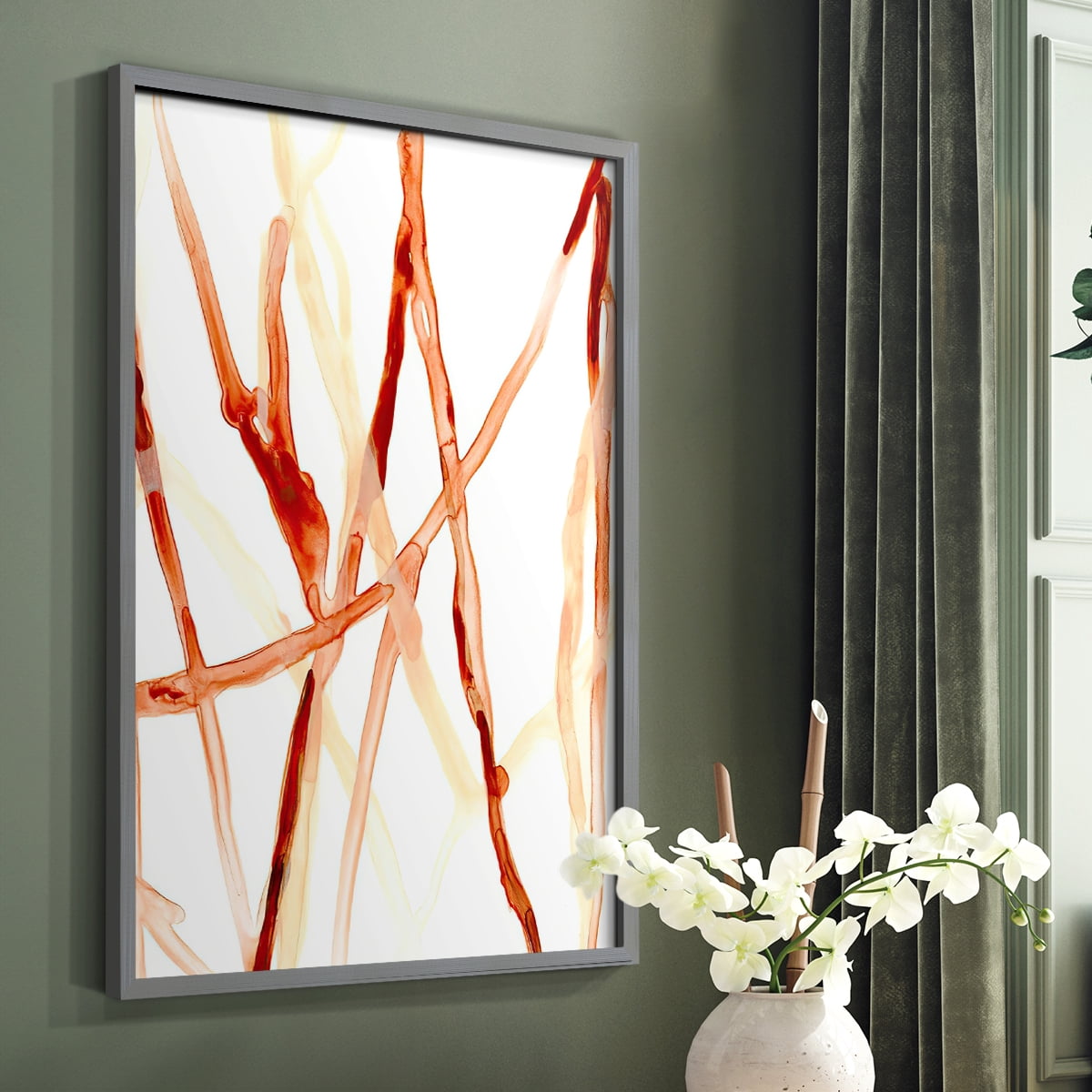 Runnel VI Framed Print in Gray Solid Wood Framed Print No Nail Hanging