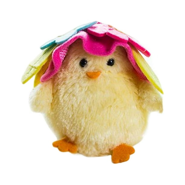 Muñecas de simulación de pollito amarillo, juguetes de aprendizaje, peluches suaves para niños sombrero rojo