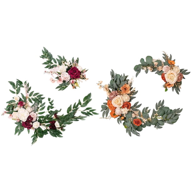 Guirnalda de flores artificiales, guirnalda floral, telón de fondo para fiestas, adorno para pérgola Rojo Rosa Naranja Rosa