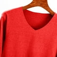 thumbnail image 6 of Aueoeo Shirt For Womens Plus Size Long Sleeve Tops V Neck Casual Loose Fits T-Shirts Lightweight Blouse Red 3X-L, 6 of 7