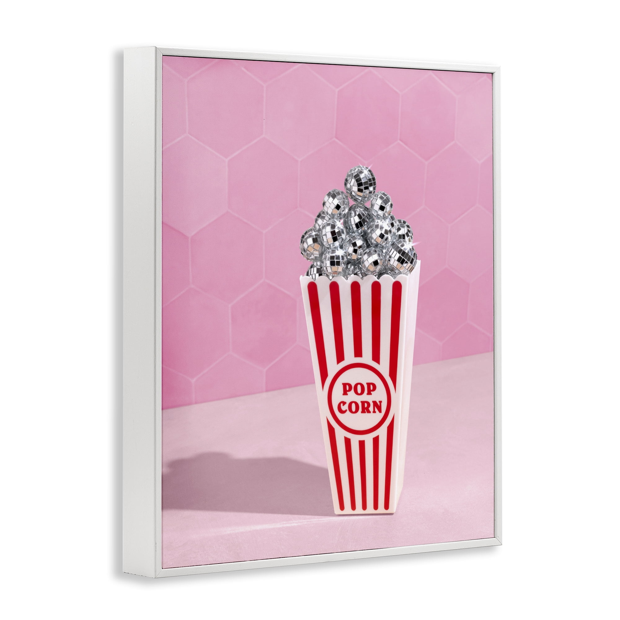 Stupell Industries Pink Disco Popcorn White Framed Giclee Art, design by LISH Creative