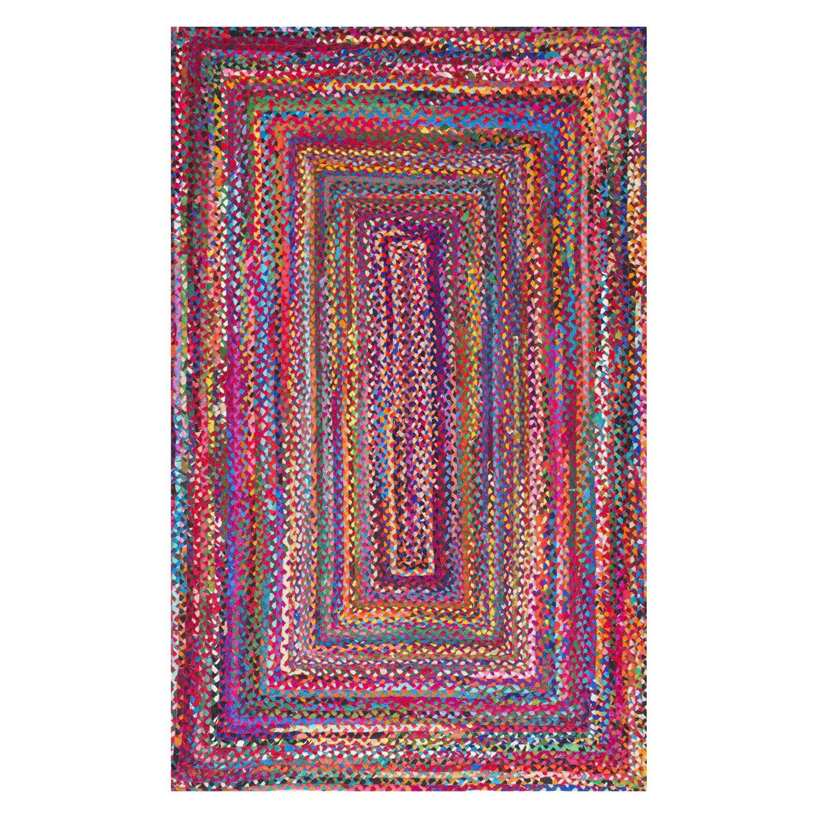 Handmade Multicolor Cotton Braided Round Area Rug