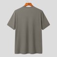 thumbnail image 4 of Besolor Summer Shirts for Men Ribbed Round Neck Short Sleeve Basic Tee Casual Comfy Solid Color Workout Tops, 4 of 5