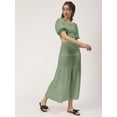 thumbnail image 4 of Moomaya Women Solid Viscose Rayon Casual Skirt, High Waist Smocked Midi Skirt, 4 of 8