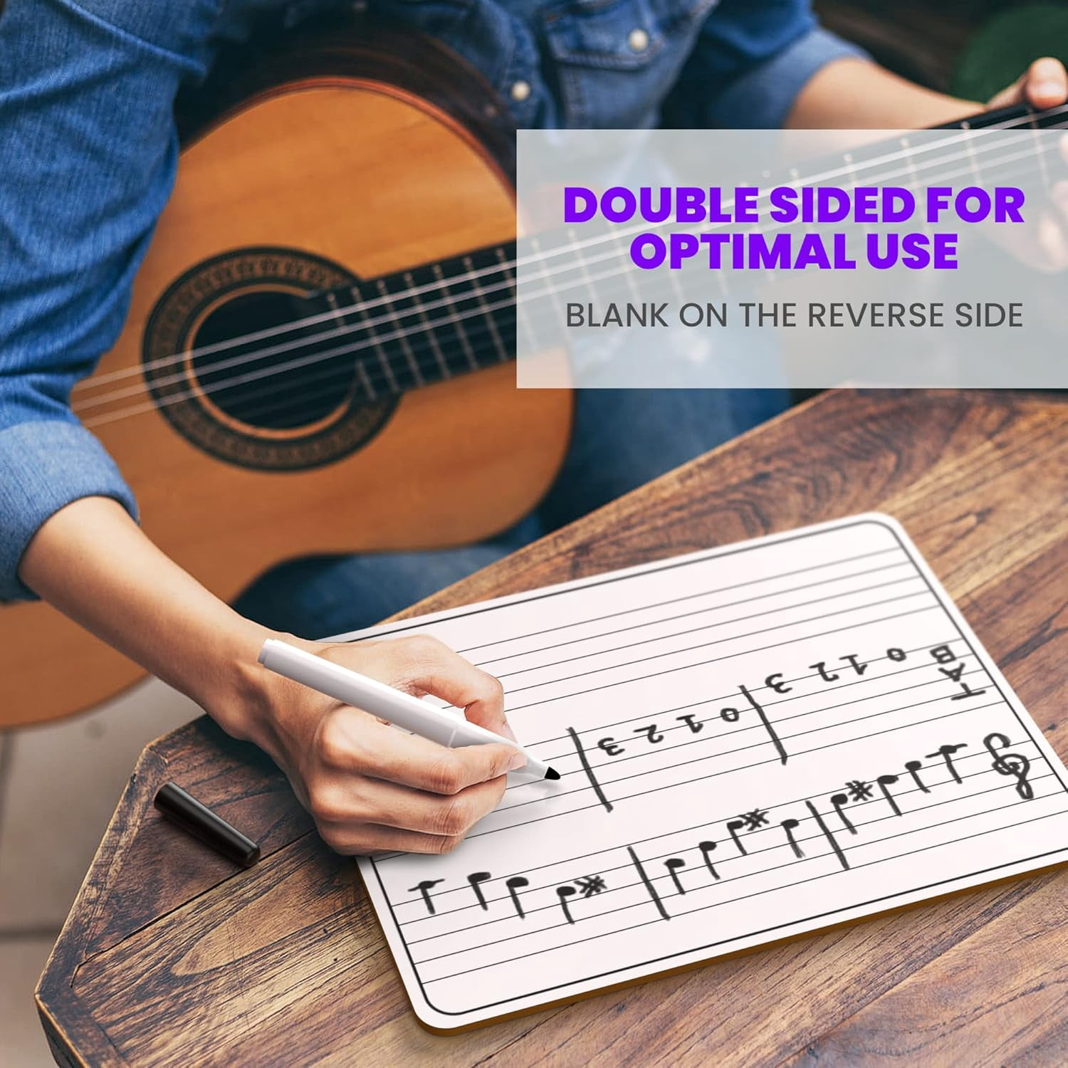 Scribbledo Double Sided Dry Erase Board Music Staff Whiteboard with Erasers, 9” x 12”, 5-Pack