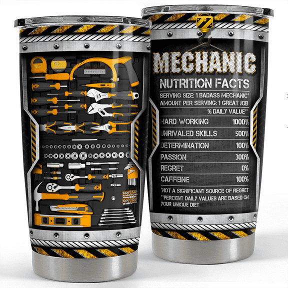 SANDJEST Mechanic Gifts for Men Mechanic Hourly Rate Tumbler 20oz Stainless Steel Insulated Tumblers Coffee Travel Cup Mechanics Gift for Birthday Christmas