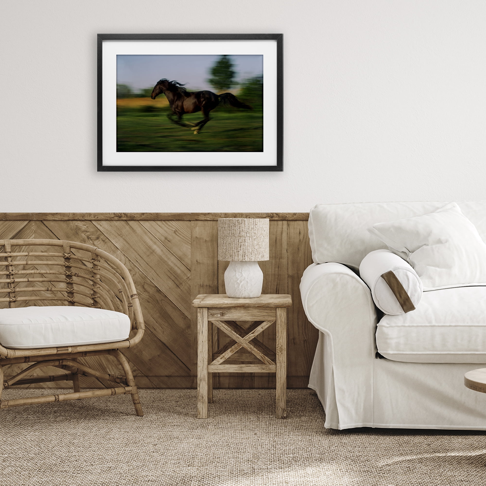 Stupell Industries Dashing Camargue Racehorse Black Framed Print Under Glass, design by Scott Stulberg