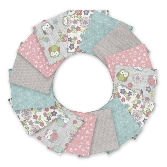 Create It 18"x21" Cotton Flannel Hootsie Precut Sewing & Craft Fabric Bundle, Multicolor 15 Piece