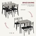thumbnail image 4 of 5 - piece kitchen dining mesa set in gray para 4, rectangular wood top y 4 cushioned sillas, ideal para para small spaces y apartments, 4 of 8