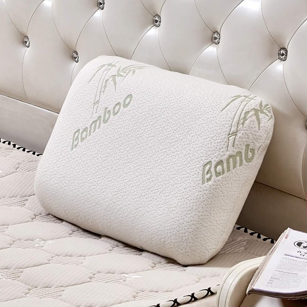 Memory Foam Pillow Bamboo Polyester Cover With Zipper Cooling Gel