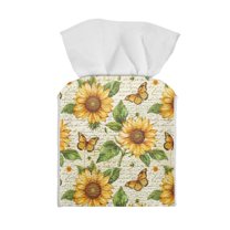 ZUXONGSY Sunflower Square Tissue Box Cover Butterfly 2 Pack PU Leather Tissue Box Cover Customized Printed Tissue Cover Replacement Tissue Box Holder for Women Gifts for Women Friends