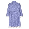 thumbnail image 5 of Fashion Women V-Neck Summer Print 3/4 Sleeve Lace Patchwork Mini Dress, 5 of 6