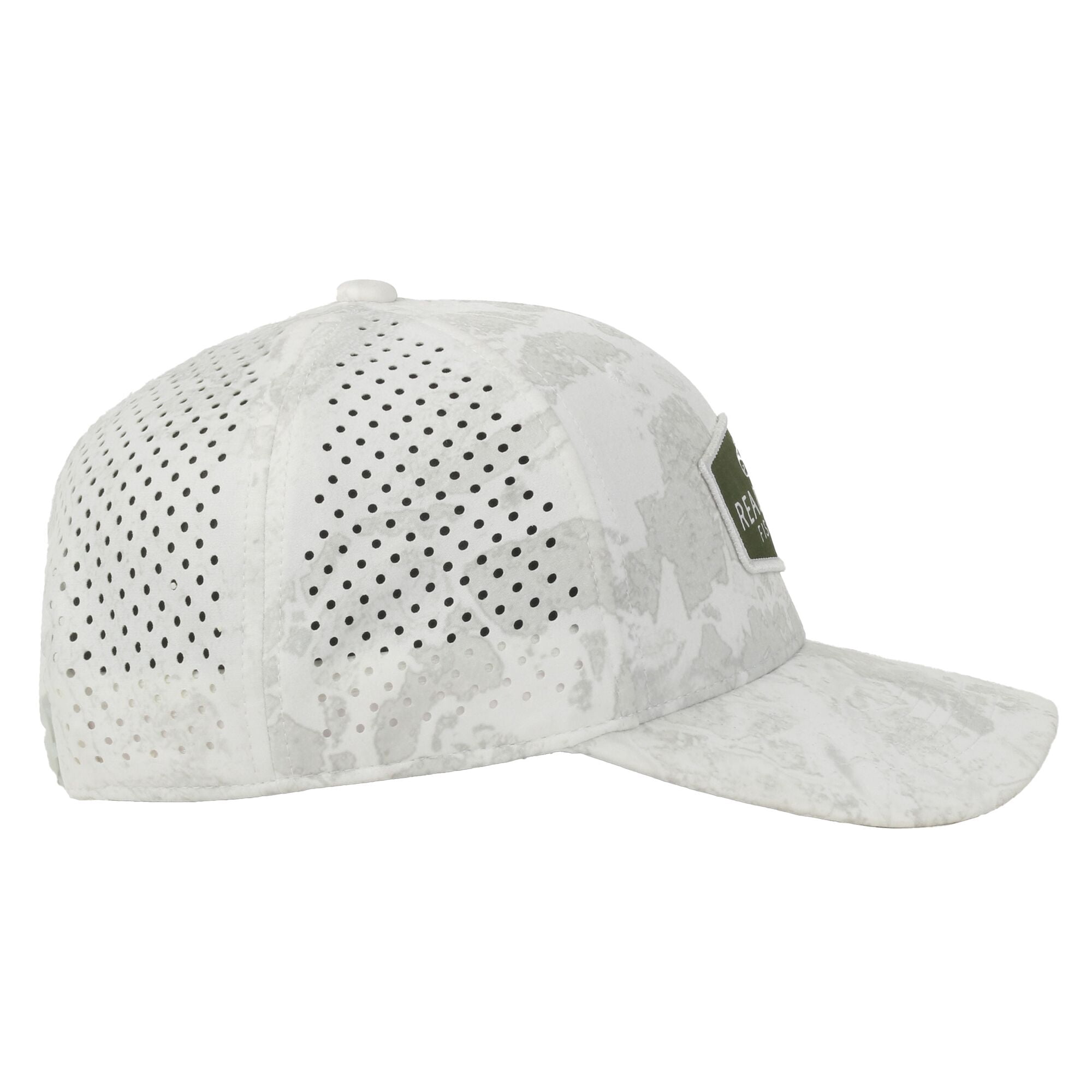 Realtree® Fishing WAV3 White Cap – Full Fabric with Scout Patch, Snapback, One Size