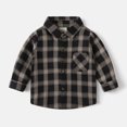 thumbnail image 2 of JUMEYU Toddler Button Down Shirt Boy's Flannel Plaid Shirt Long Sleeve Button Down Shirt Lapel Shacket Fall Fashion Jacket 1T 2T (Black,1-2 Years), 2 of 9