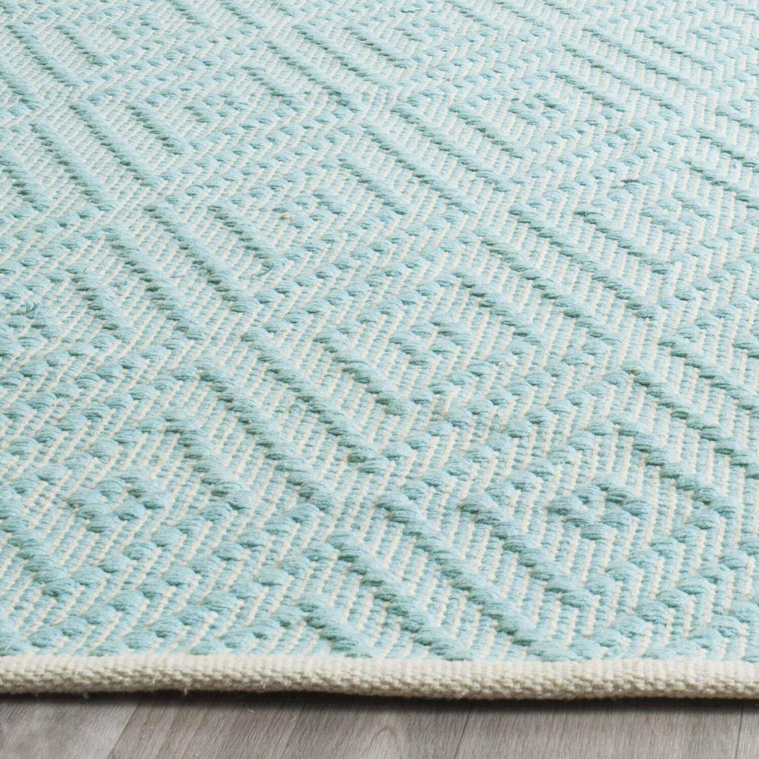 SAFAVIEH Montauk Kimberlyn Geometric Diamond Cotton Area Rug, Turquoise/Ivory, 8' x 10'