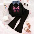 thumbnail image 2 of Toddler Girl Clothes 24 Months 2T 3T 4T 5T 6T 7T Fall Winter Crew Neck Long Sleeve Dress Top Bell-bottomed 2-piece Set Outfits Set Pink Size 4-5 Years, 2 of 4