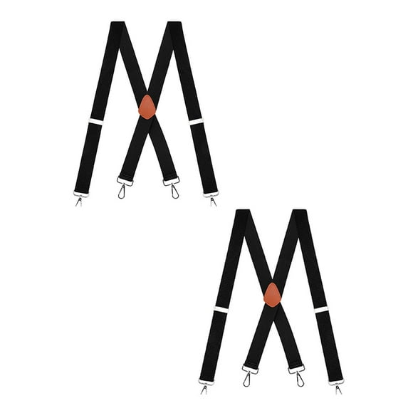 Buyless Fashion Heavy Duty 2 Pack Suspenders for Men - 48" Adjustable Straps 1 1/2" - X Back with Strong Hooks