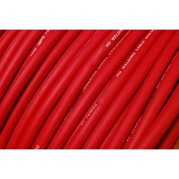TEMCo INDUSTRIAL WC0413-25 ft 1/0 Gauge AWG Welding Lead & Car Battery Cable Copper Wire RED | Made in USA