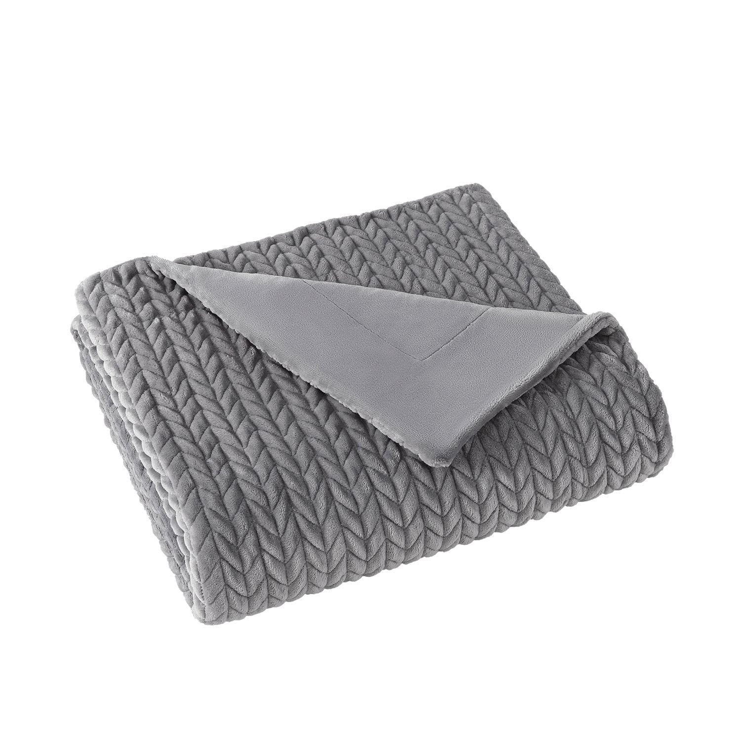 Ann Taylor Chevron Plush Throw Blanket, 60" x 70" (Gray)