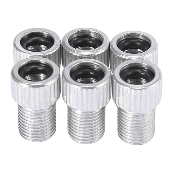 6pcs Aluminum Alloy Bike Bicycle Pump Adapter for Bike Tire Inflator Air Pump Compressor Silver Tone