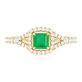 thumbnail image 4 of Rosec Jewels Natural Emerald Engagement Ring with Diamond for Women ( AAA Quality), 18K Yellow Gold, US 7.50, 4 of 8