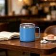 thumbnail image 2 of JHyouerji 12oz Coffee Mug,Sky Blue Double Wall Vacuum Insulated Stainless Steel Camping Coffee Mug with Handle Spill Proof Sliding Lid Outdoor Travel Thermal Cup, 2 of 6