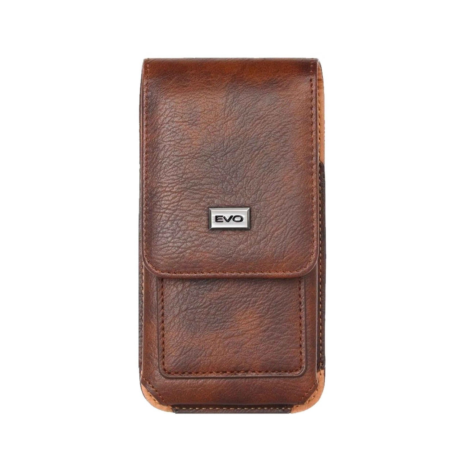Stylish EVO 6.9" Vertical Leather Pouch - Brown