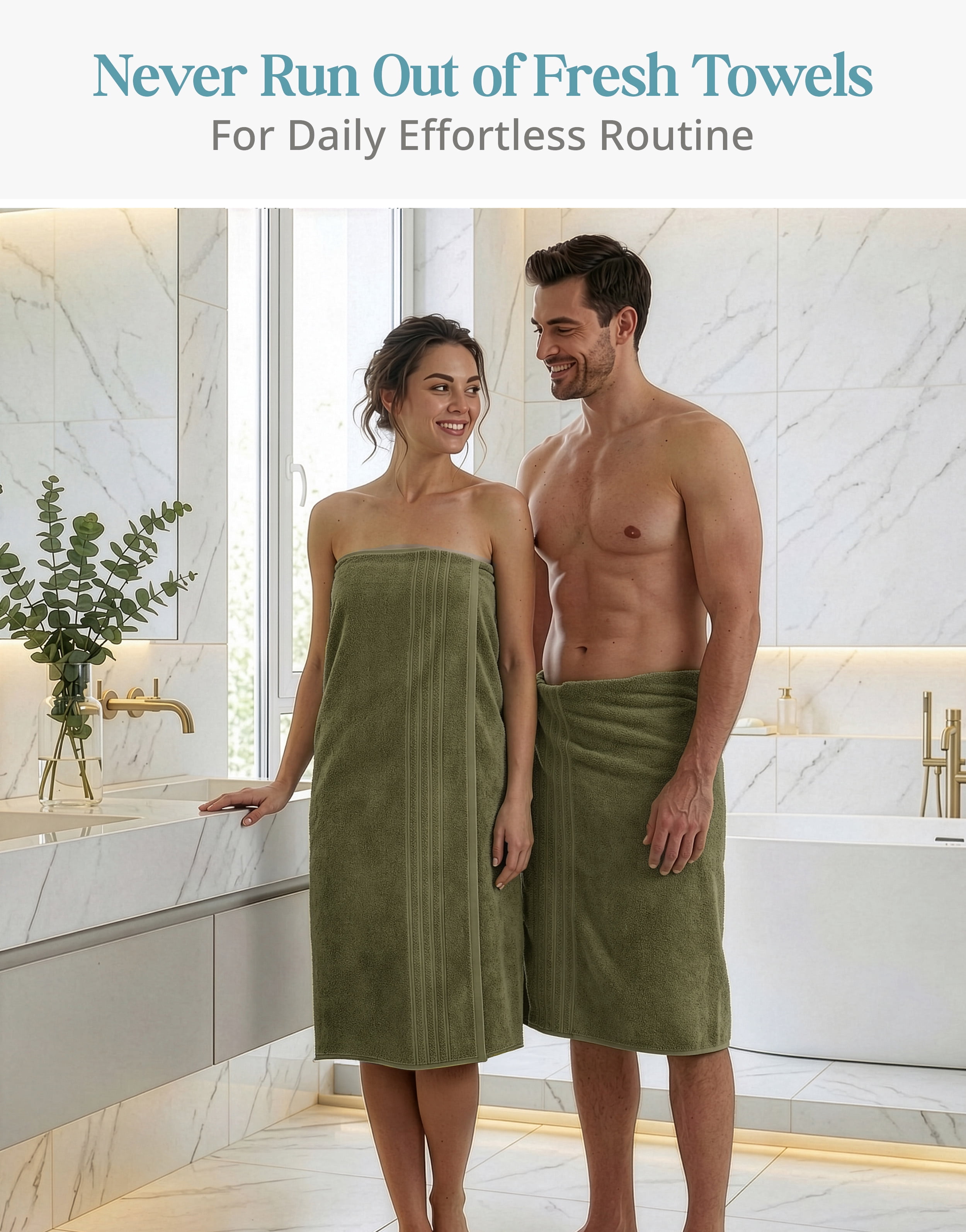Casa Platino Bath Towels Set - 4-Pack Soft & Absorbent 100% Cotton Towels for Home, Spa, Gym & Travel - Oil Green