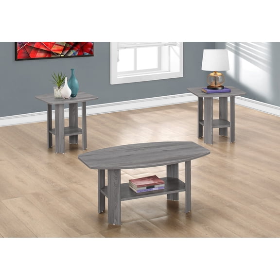 Monarch Specialties Table Set, 3pcs Set, Coffee, End, Side, Accent, Living Room, Grey Laminate