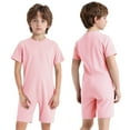 thumbnail image 5 of inlzdz Unisex Kids Boys Girls Special Needs Adaptive Clothing Romper Short Sleeve Anti-strip Solid Cotton Jumpsuit Pink 10, 5 of 7