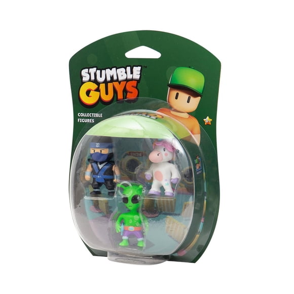 Figurines à collectionner Stumble Guys en paquet de 3 – Ninja Kai, Sprinkles, Green Alien