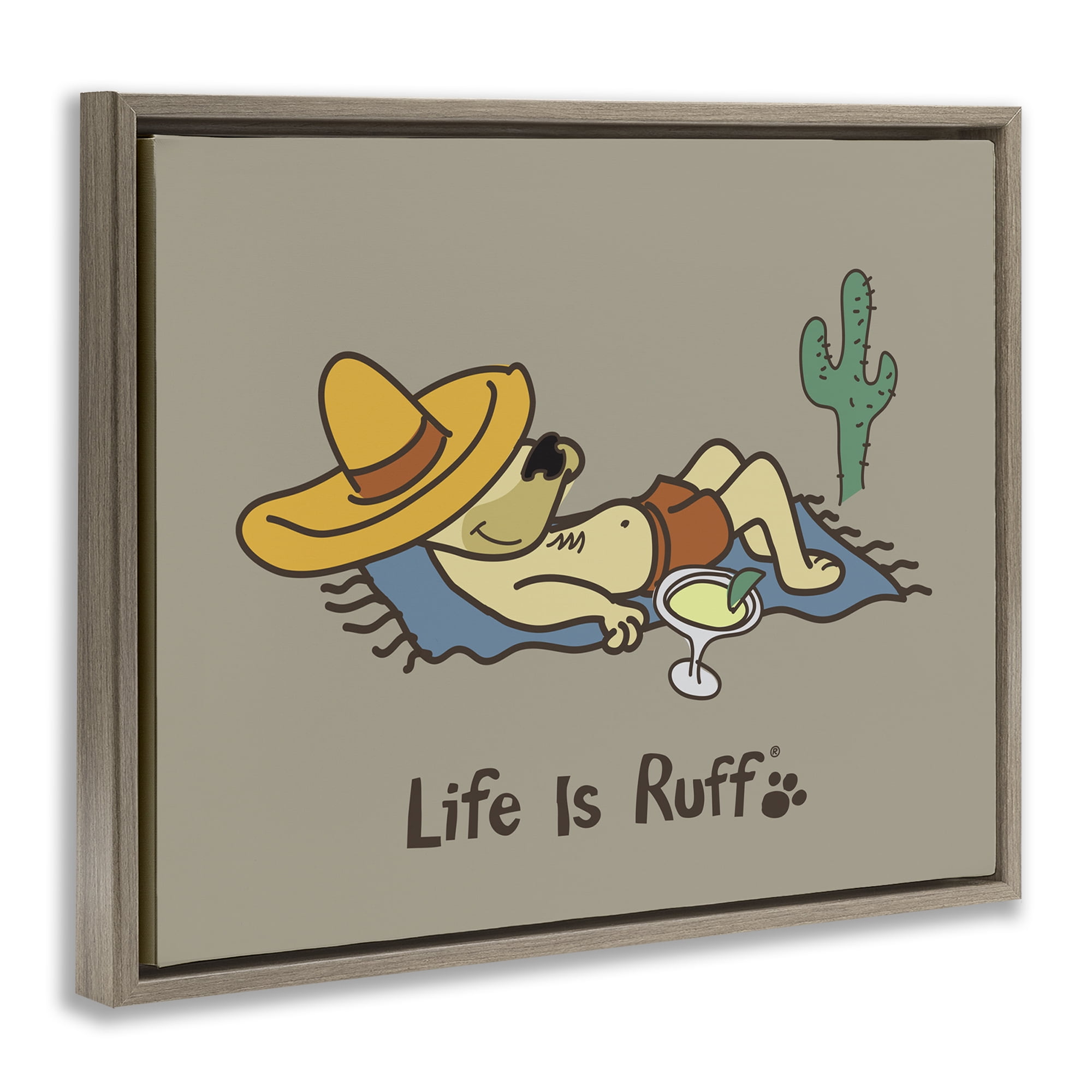 Stupell Industries Siesta Dog in Desert Animals Painting Brown Floater Framed Canvas Art Print Wall Art, 21 x 17