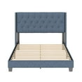 thumbnail image 3 of Skyline Decor Linen Panel Upholstered Platform Bed Frame, Blue, Queen, 3 of 5