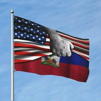 Usa American Flag And Haiti Haitian Flag Flag 4x6 Ft Outdoor Flag Single-Sided Printing Welcome Flag House Yard Decoration Banner Large Garden Flag