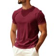 thumbnail image 2 of Dwellite Men's Swim Shirts, Sun Short Sleeve Guard, Quick Dry Crew Neck T-Shirt for Fishing and Surfing Wine XL, 2 of 5