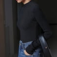 thumbnail image 4 of Women's Mock Turtleneck Slim Fit Top Long Sleeve Knit Tee Shir,black，G175400, 4 of 6