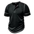 thumbnail image 5 of SWSMCLT Men's Button Henley Shirt Pull On Cotton Elasthane Breathable Spring Regular Fit Tee Comfy Shirt Casual Black 3X-Large, 5 of 5