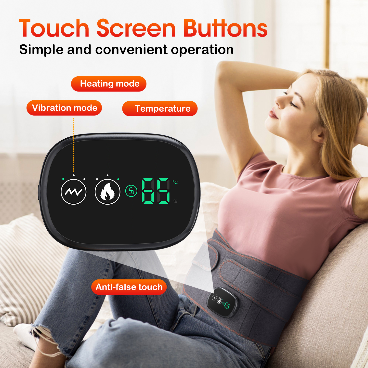 Heating Back Brace for Lower Back Relax, Heated Back Support Belt, Cordless Heating Pad Operated by 5000mAh Rechargeable Battery, 3 Vibration Modes & 3 Heat Levels, Gifts for Men Women