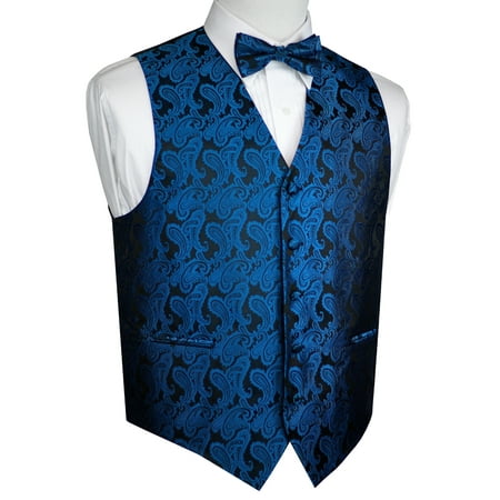 Men's Formal, Prom, Wedding, Tuxedo Vest, Bow-Tie & Hankie Set in Royal Blue (Best Suit Combinations For Men)