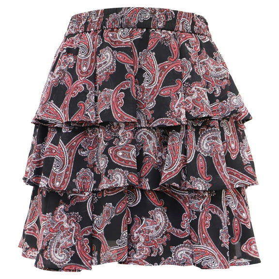 Pre-Owned Michael Michael Kors Paisley Georgette Tiered Skirt in Multicolor Polyester