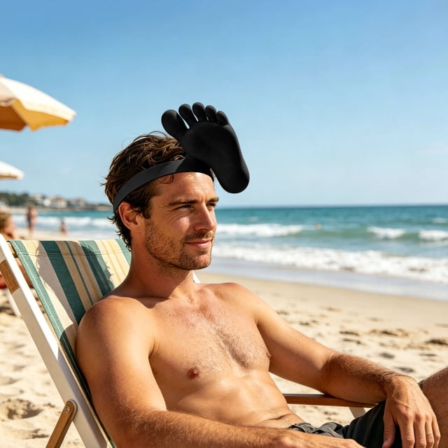 Visera con forma de pie, divertida diadema con diseño de pie descalzo, sombrero de protección solar para el verano | Correa ajustable que bloquea los dañinos rayos UV