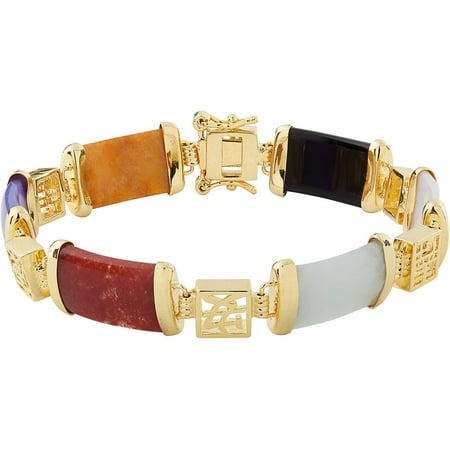 Jade 14kt Gold-Plated Good Fortune Bracelet, 7