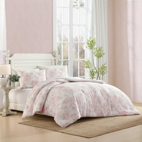 Set de edredón Laura Ashley Twin con funda Delphine Pastel Pink